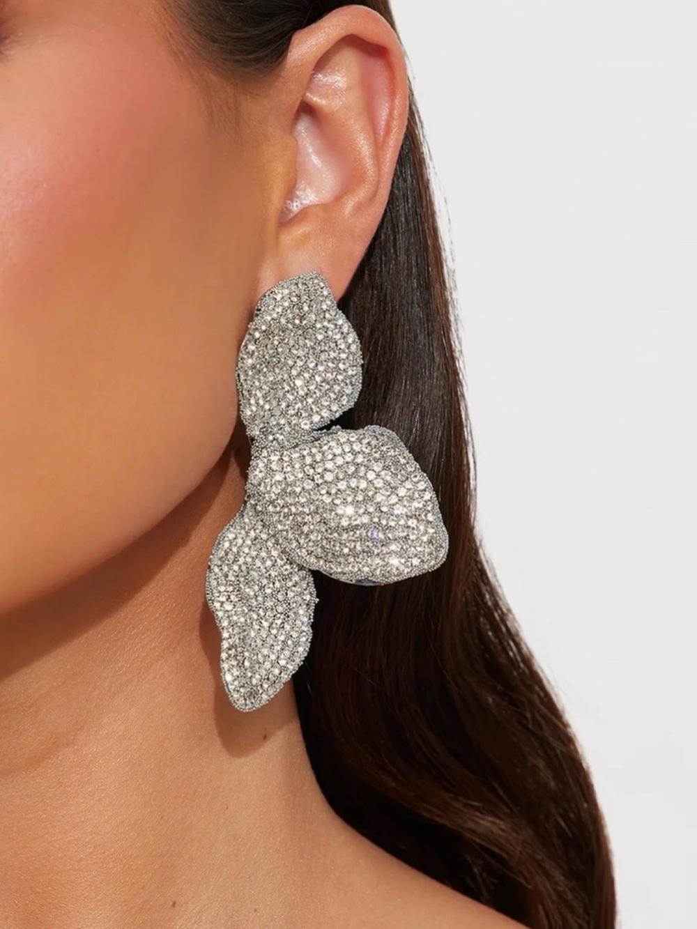 Fashion Nova Gold Glitter Leaf Statement Earrings